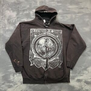 Vintage Tapout Hoodie Mens XL Black 2000s Y2K Faded Distressed